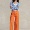 Pantaloni largi chino Ralph Lauren portocalii pentru femei Pantaloni largi chino Ralph Lauren portocalii pentru femei