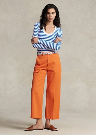 Pantaloni largi chino Ralph Lauren portocalii pentru femei