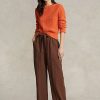 Pantaloni largi din amestec de mătase Ralph Lauren de damă maro