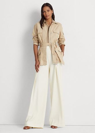 Pantaloni largi din crep cu pliuri Ralph Lauren pentru damă Pantaloni largi din crep cu pliuri Ralph Lauren pentru damă