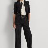 Pantaloni largi din crepon de lână Ralph Lauren, negri, pentru femei Pantaloni largi din crepon de lână Ralph Lauren, negri, pentru femei