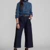 Pantaloni largi din denim din bumbac și in Ralph Lauren pentru damă