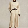 Pantaloni largi din lână de damă, bej, Ralph Lauren