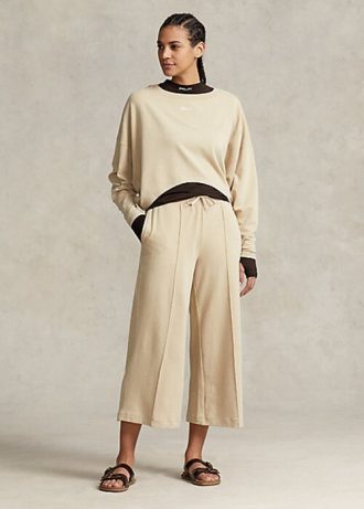 Pantaloni largi din lână de damă, bej, Ralph Lauren