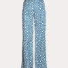 Pantaloni largi din satin Ralph Lauren, albaștri, pentru femei Pantaloni largi din satin Ralph Lauren, albaștri, pentru femei