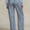 Pantaloni largi din satin Ralph Lauren, albaștri, pentru femei Pantaloni largi din satin Ralph Lauren, albaștri, pentru femei
