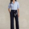 Pantaloni largi Ralph Lauren Cady de damă bleumarin Pantaloni largi Ralph Lauren Cady de damă bleumarin