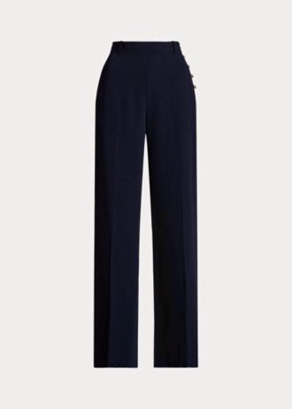 Pantaloni largi Ralph Lauren Cady de damă bleumarin