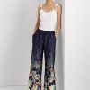 Pantaloni largi Ralph Lauren Floral Charmeuse pentru damă