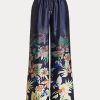 Pantaloni largi Ralph Lauren Floral Charmeuse pentru damă