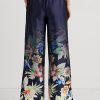 Pantaloni largi Ralph Lauren Floral Charmeuse pentru damă