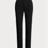 Pantaloni lungi din Gabardina de Lână Ralph Lauren Clancy de damă negri