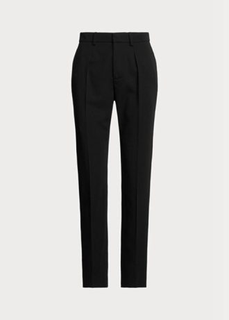 Pantaloni lungi din Gabardina de Lână Ralph Lauren Clancy de damă negri