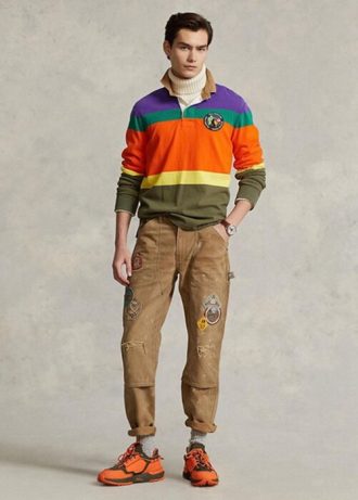 Pantaloni maro din pânză învechiți Ralph Lauren pentru bărbați Pantaloni maro din pânză învechiți Ralph Lauren pentru bărbați