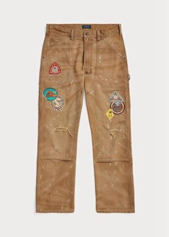 Pantaloni maro din pânză învechiți Ralph Lauren pentru bărbați Pantaloni maro din pânză învechiți Ralph Lauren pentru bărbați