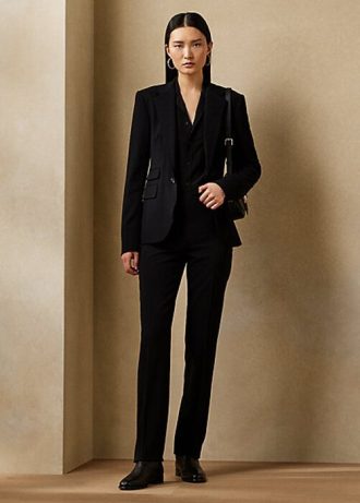 Pantaloni negri din lână stretch Ralph Lauren Alandra de damă