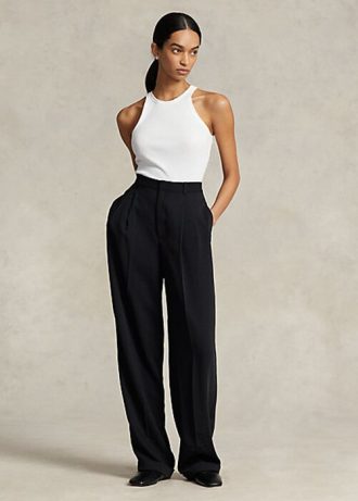 Pantaloni negri din satin Ralph Lauren pentru femei