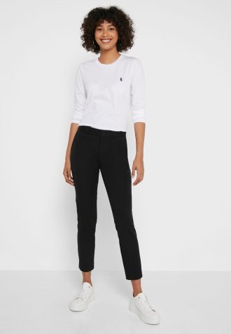 Pantaloni negri pentru femei Ralph Lauren cu talie înaltă