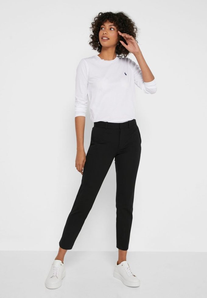 Pantaloni negri pentru femei Ralph Lauren cu talie înaltă Pantaloni negri pentru femei Ralph Lauren cu talie înaltă