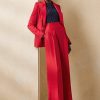 Pantaloni roșii de damă Ralph Lauren Graciela din mătase Shantung