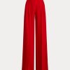 Pantaloni roșii de damă Ralph Lauren Graciela din mătase Shantung