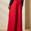 Pantaloni roșii de damă Ralph Lauren Graciela din mătase Shantung