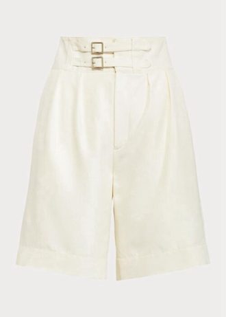 Pantaloni scurți albi din mătase dude Ralph Lauren Francine de damă