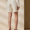 Pantaloni scurți Bej Ralph Lauren Francine din mătase Shantung de damă Pantaloni scurți Bej Ralph Lauren Francine din mătase Shantung de damă