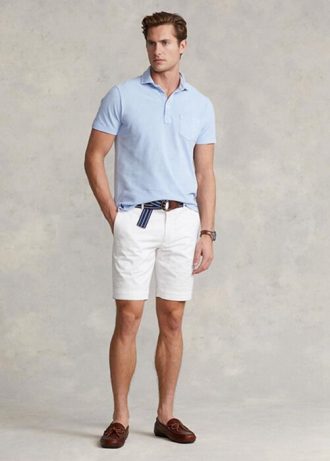 Pantaloni scurți chino stretch slim fit Ralph Lauren albi pentru bărbați Pantaloni scurți chino stretch slim fit Ralph Lauren albi pentru bărbați