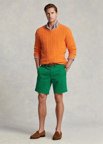 Pantaloni scurți chino, verzi, pentru bărbați, Ralph Lauren, Stretch Straight Fit Pantaloni scurți chino, verzi, pentru bărbați, Ralph Lauren, Stretch Straight Fit