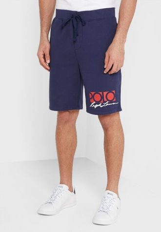 Pantaloni scurți cu logo Ralph Lauren pentru bărbați bleumarin Pantaloni scurți cu logo Ralph Lauren pentru bărbați bleumarin