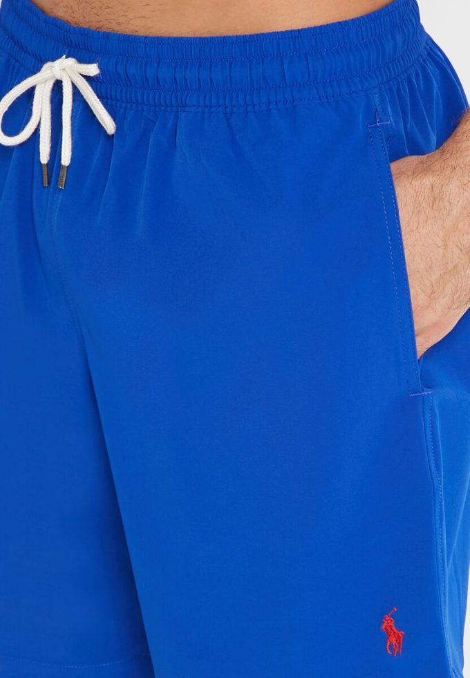 Pantaloni scurți de baie cu șnur Ralph Lauren albaștri pentru bărbați Pantaloni scurți de baie cu șnur Ralph Lauren albaștri pentru bărbați