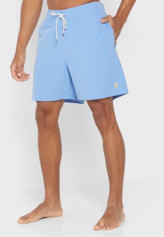Pantaloni scurți de baie Ralph Lauren Essential albaștri pentru bărbați Pantaloni scurți de baie Ralph Lauren Essential albaștri pentru bărbați
