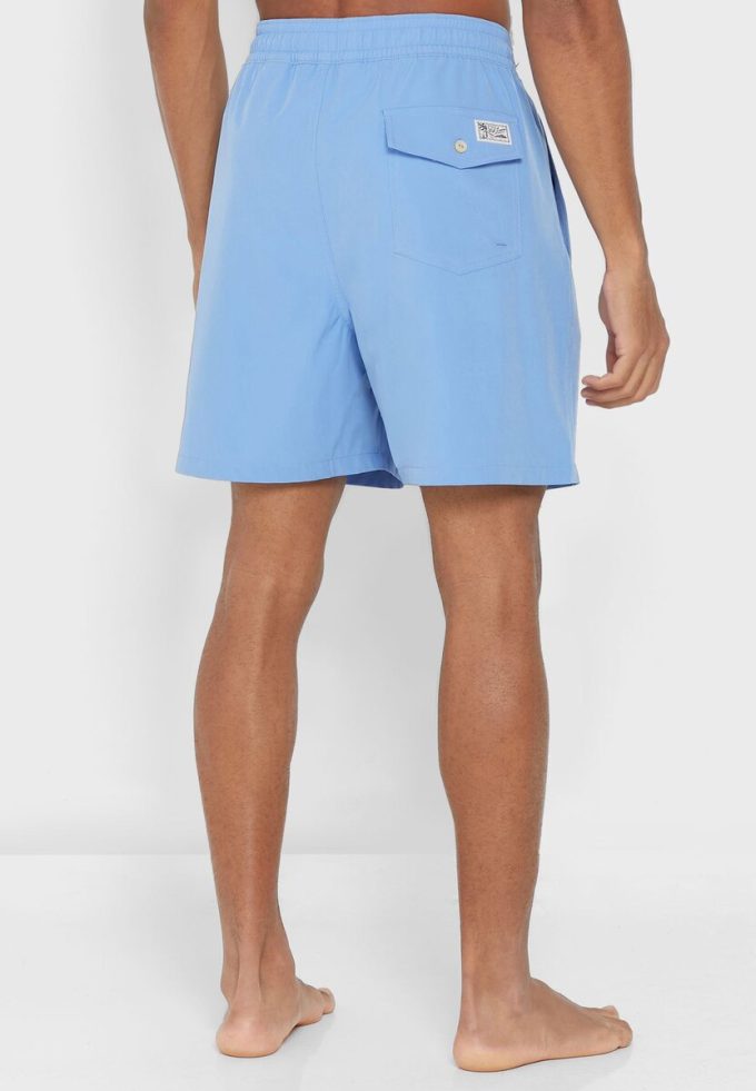 Pantaloni scurți de baie Ralph Lauren Essential albaștri pentru bărbați Pantaloni scurți de baie Ralph Lauren Essential albaștri pentru bărbați