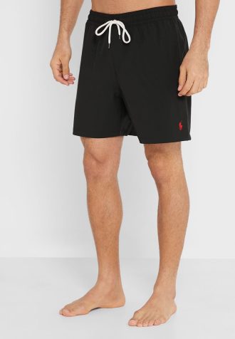 Pantaloni scurți de baie Ralph Lauren negri cu șnur pentru bărbați Pantaloni scurți de baie Ralph Lauren negri cu șnur pentru bărbați