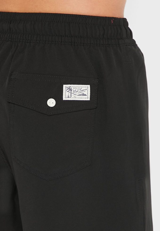 Pantaloni scurți de baie Ralph Lauren negri cu șnur pentru bărbați