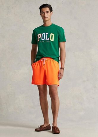 Pantaloni scurți de baie Ralph Lauren Traveller portocalii pentru bărbați Pantaloni scurți de baie Ralph Lauren Traveller portocalii pentru bărbați