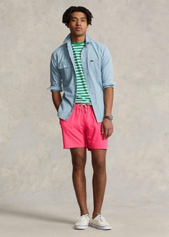 Pantaloni scurți de baie Ralph Lauren Traveller roz pentru bărbați Pantaloni scurți de baie Ralph Lauren Traveller roz pentru bărbați