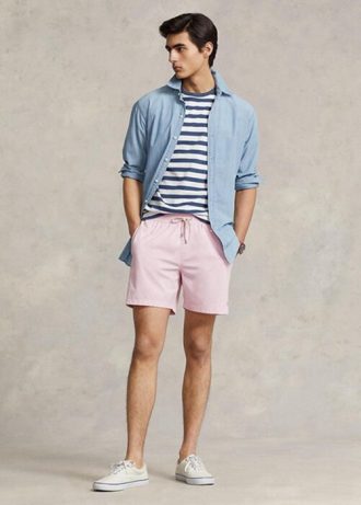 Pantaloni scurți de baie Ralph Lauren Traveller roz pentru bărbați Pantaloni scurți de baie Ralph Lauren Traveller roz pentru bărbați