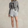 Pantaloni scurți din lână cu logo Ralph Lauren gri pentru damă Pantaloni scurți din lână cu logo Ralph Lauren gri pentru damă