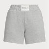 Pantaloni scurți din lână cu logo Ralph Lauren gri pentru damă Pantaloni scurți din lână cu logo Ralph Lauren gri pentru damă