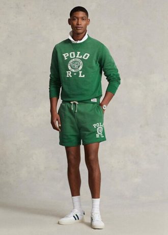 Pantaloni scurți din lână cu logo Ralph Lauren verzi pentru bărbați Pantaloni scurți din lână cu logo Ralph Lauren verzi pentru bărbați