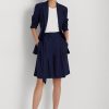 Pantaloni scurți largi, în georgette, cu pliuri, Ralph Lauren, bleumarin Pantaloni scurți largi, în georgette, cu pliuri, Ralph Lauren, bleumarin