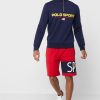 Pantaloni scurți roșii cu logo Ralph Lauren pentru bărbați Pantaloni scurți roșii cu logo Ralph Lauren pentru bărbați