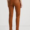 Pantaloni skinny cu talie înaltă din piele Ralph Lauren maro pentru femei Pantaloni skinny cu talie înaltă din piele Ralph Lauren maro pentru femei