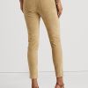 Pantaloni skinny cu talie înaltă, Ralph Lauren, din piele de căprioară, kaki