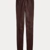 Pantaloni skinny din piele de miel stretch pentru damă, ciocolată, Ralph Lauren