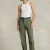 Pantaloni utilitari din bumbac satinat Ralph Lauren pentru femei Olive Pantaloni utilitari din bumbac satinat Ralph Lauren pentru femei Olive