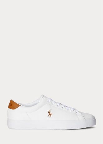 Pantofi albi din piele Ralph Lauren Longwood pentru bărbați