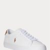 Pantofi albi din piele Ralph Lauren Longwood pentru bărbați